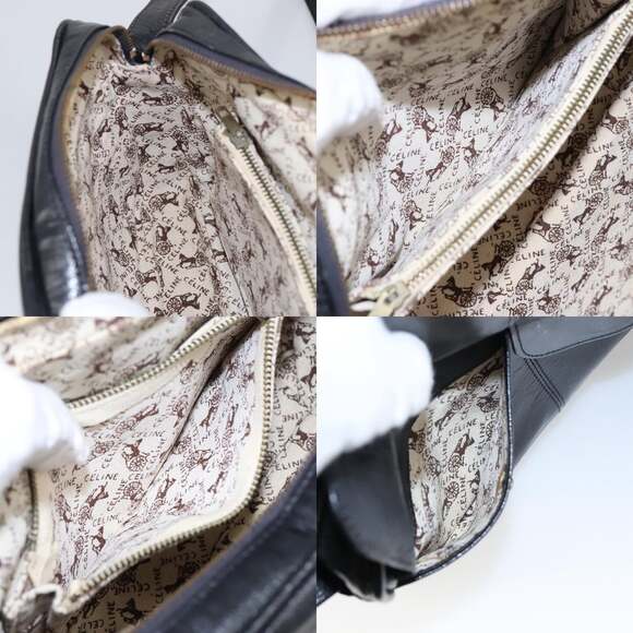 CELINE Shoulder Bag Leather Black Gold - Picture 12 of 13